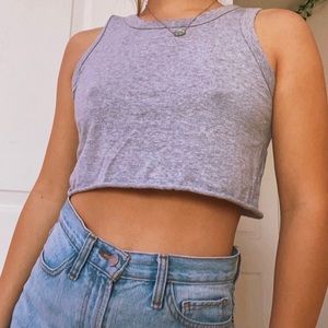 cropped grey tank top